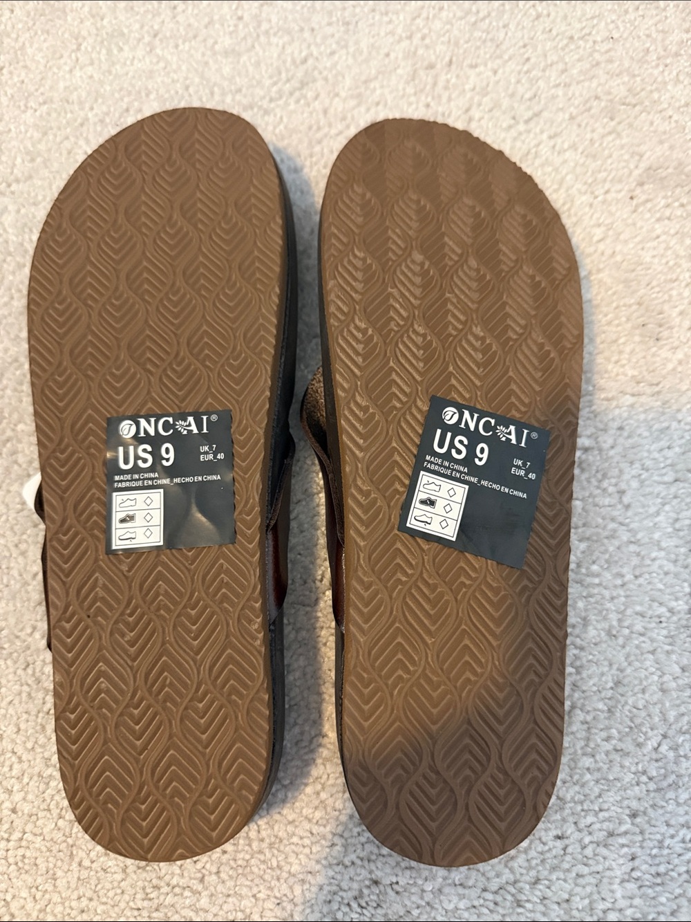 NWT NCAI 9 brown leather strap flip flops - Picture 2 of 4